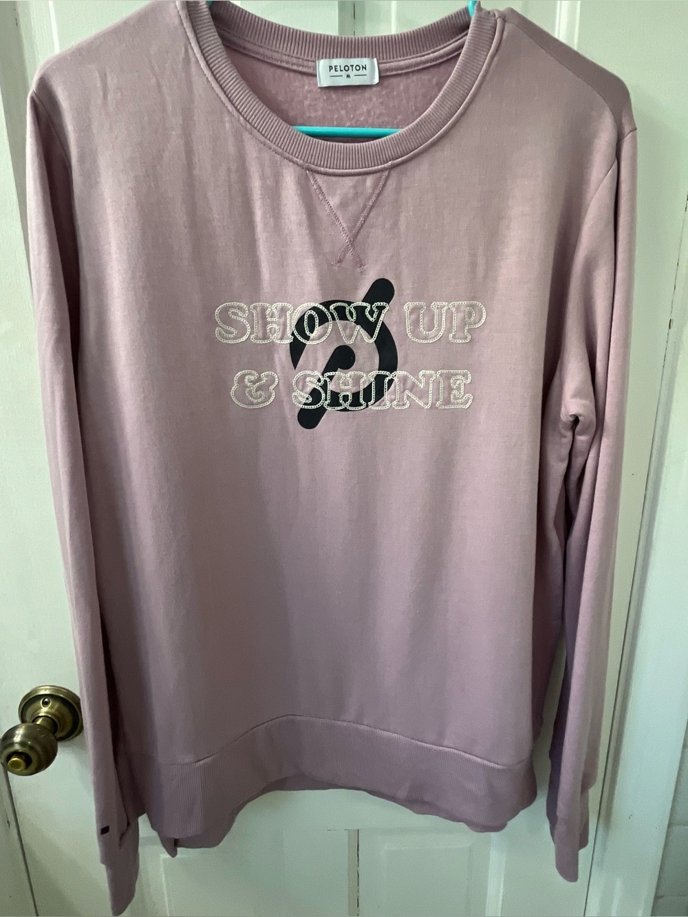 Peloton Mauve 'Show Up & Shine' Embroidered Crewneck